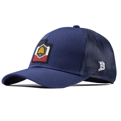 Utah 45 PVC Stretch Snapback Trucker Navy