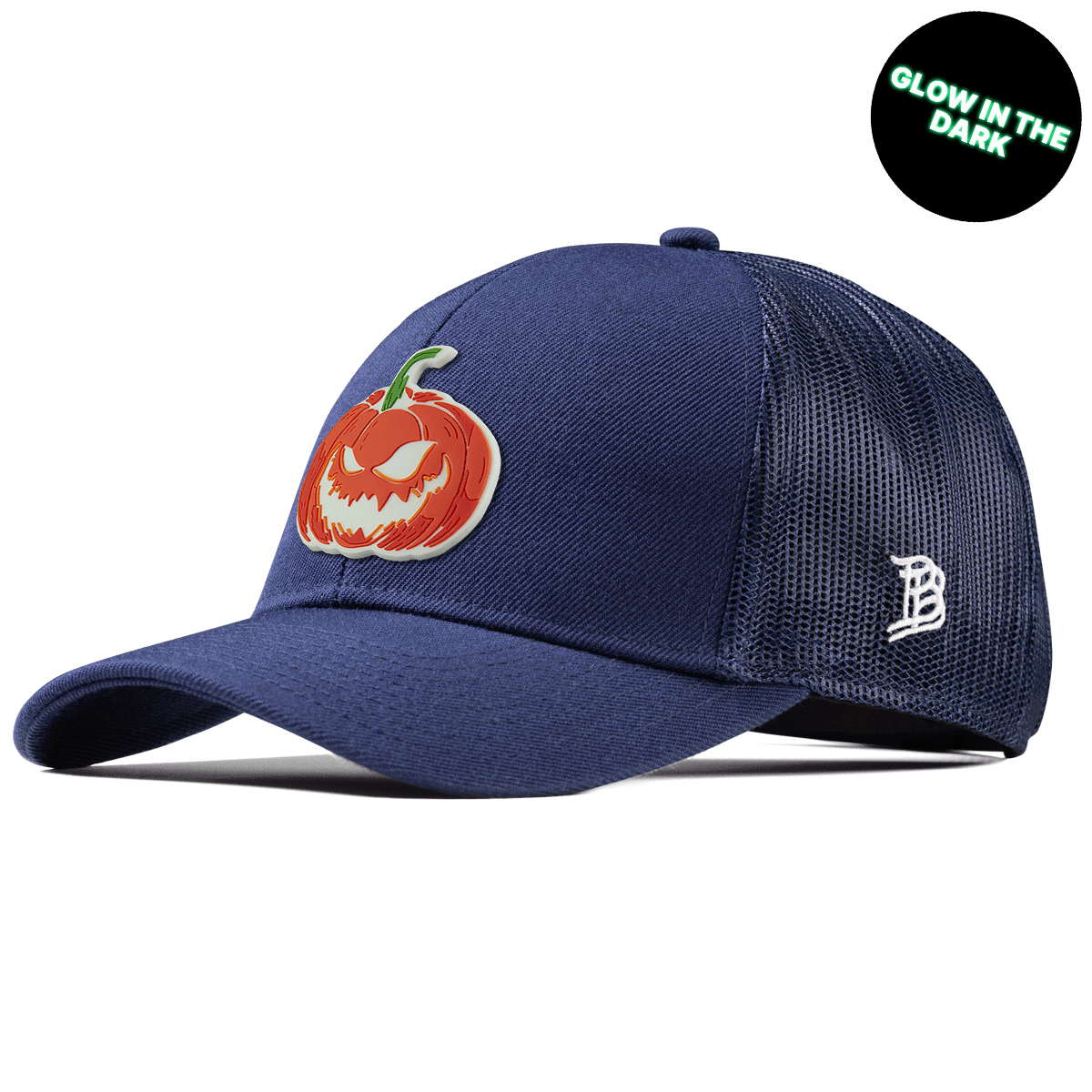 Jack-O-Lantern Glow Stretch Snapback Trucker Navy