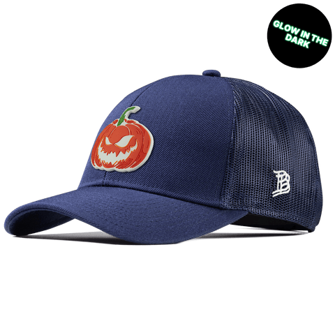 Jack-O-Lantern Glow Stretch Snapback Trucker Navy