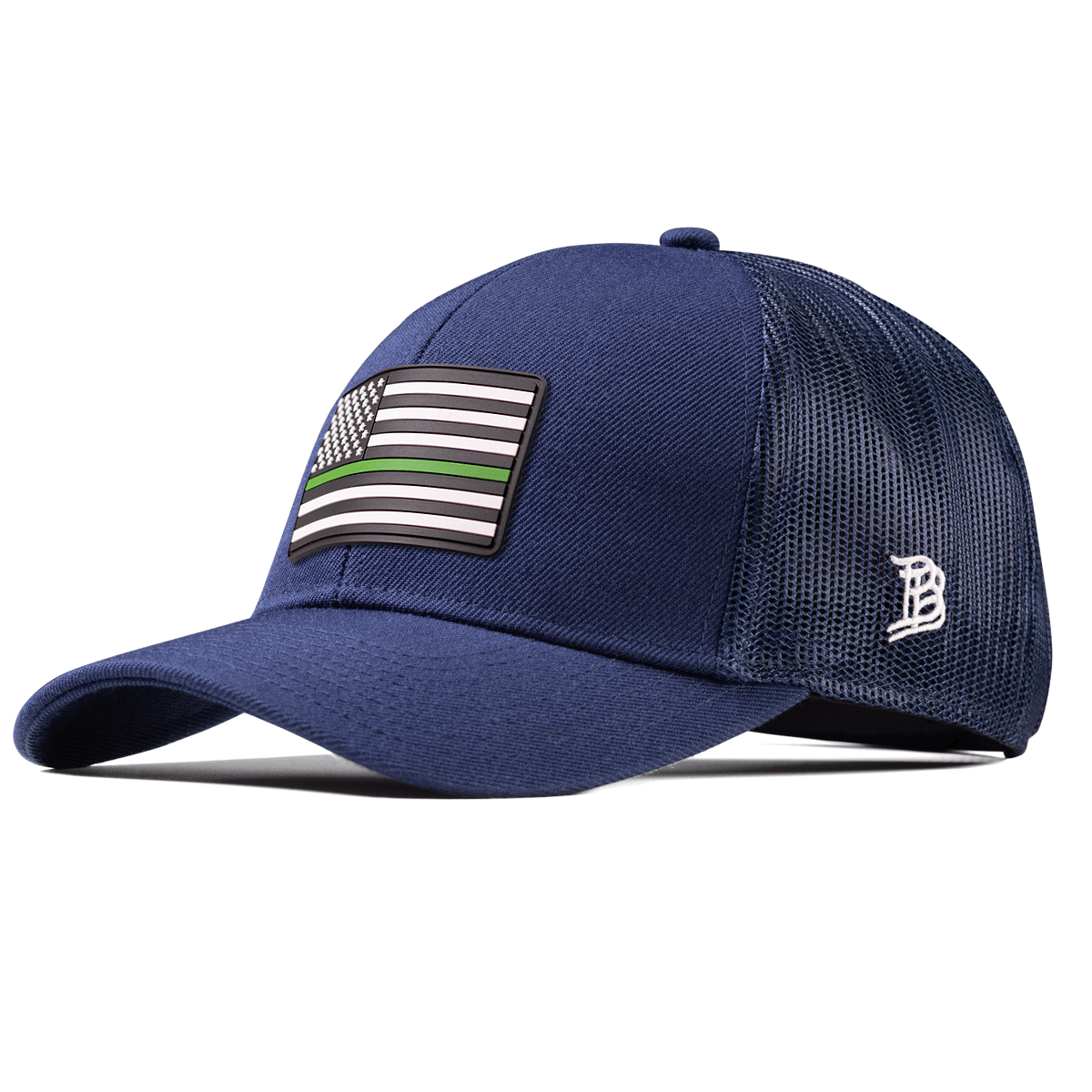 Thin Green Line PVC Stretch Snapback Trucker Navy