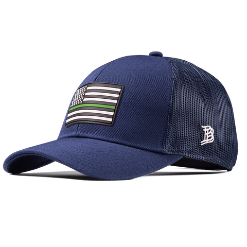 Thin Green Line PVC Stretch Snapback Trucker Navy