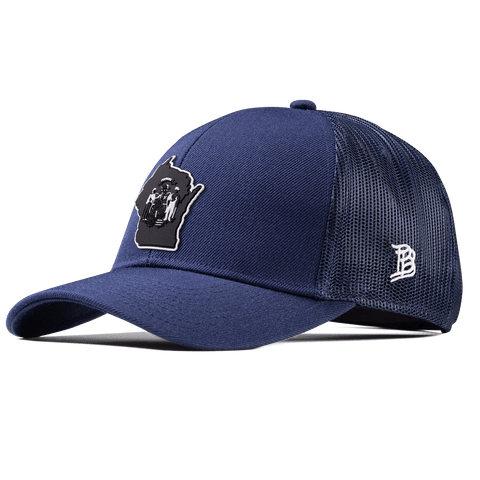 Wisconsin Vintage Stretch Snapback Trucker Navy