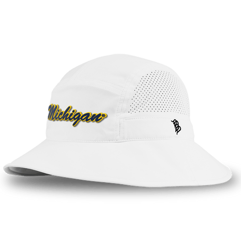 University of Michigan "Michigan Script" DualActive™ Performance Bucket Hat White/USA Camo