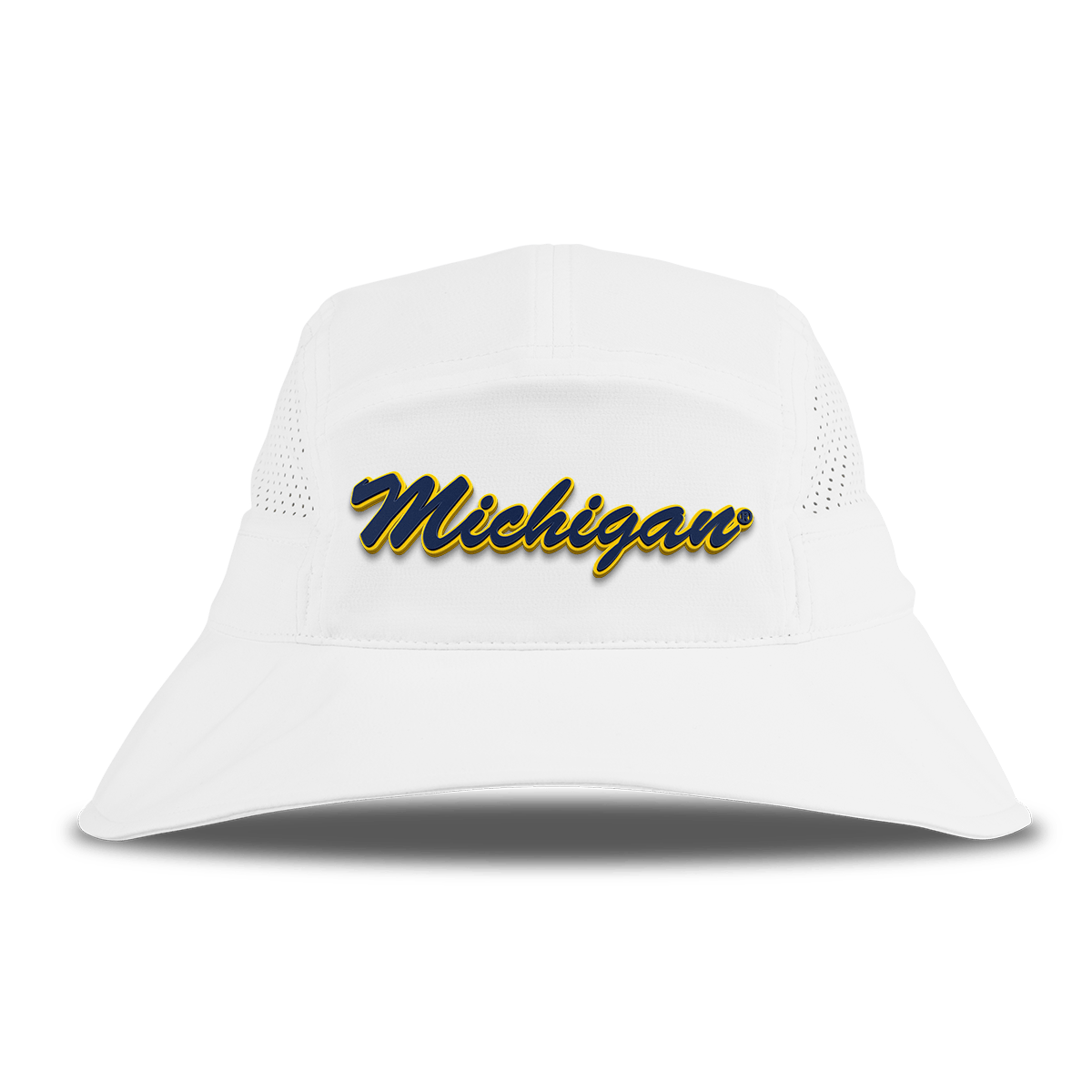 University of Michigan "Michigan Script" DualActive™ Performance Bucket Hat White/USA Camo