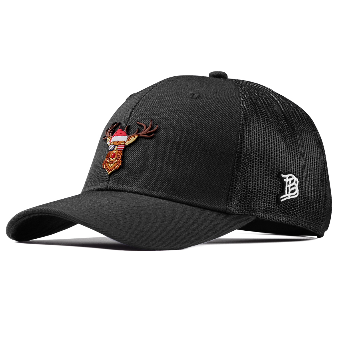 Party Reindeer Kids Curved Trucker Black