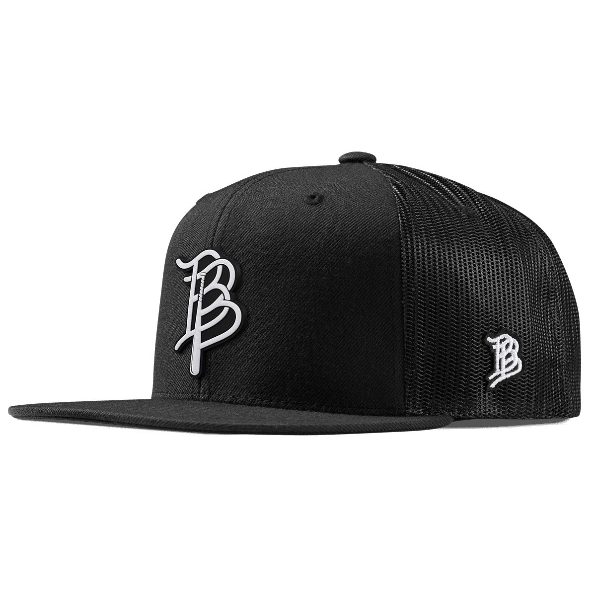 BB Baseball Cutout PVC Flat Trucker Black