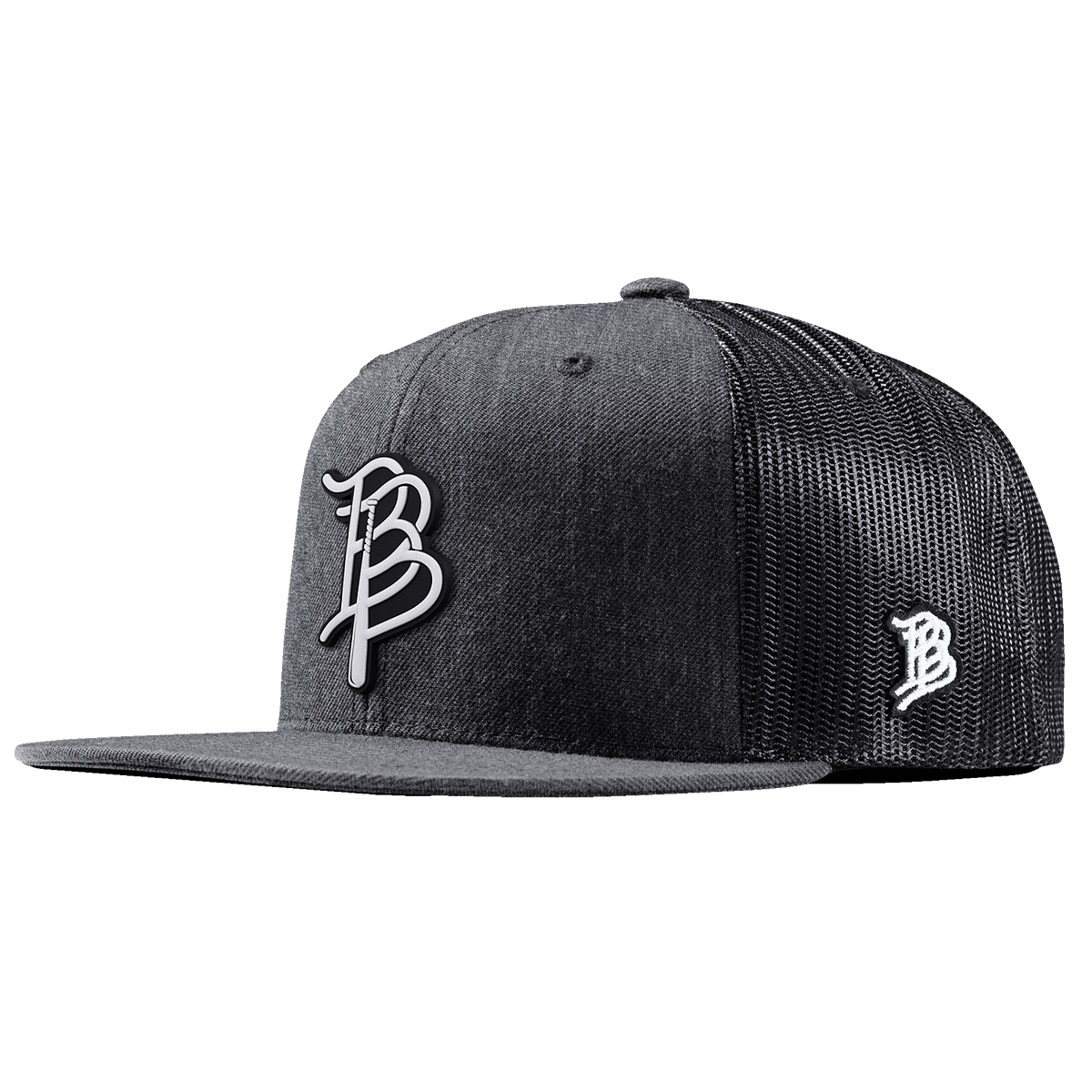 BB Baseball Cutout PVC Flat Trucker Charcoal