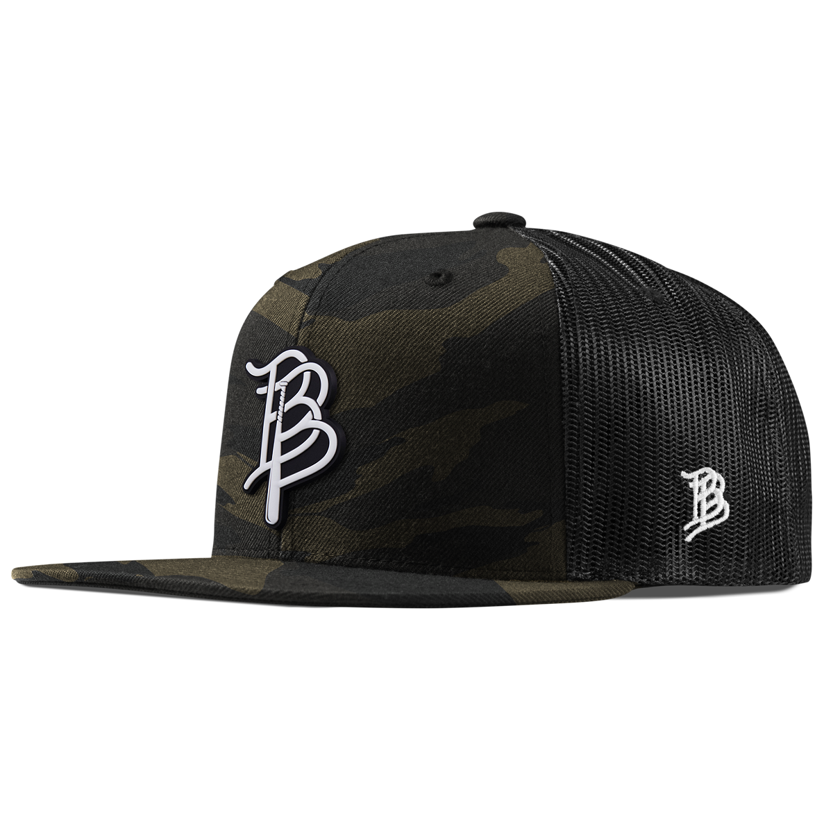 BB Baseball Cutout PVC Flat Trucker Midnight Camo