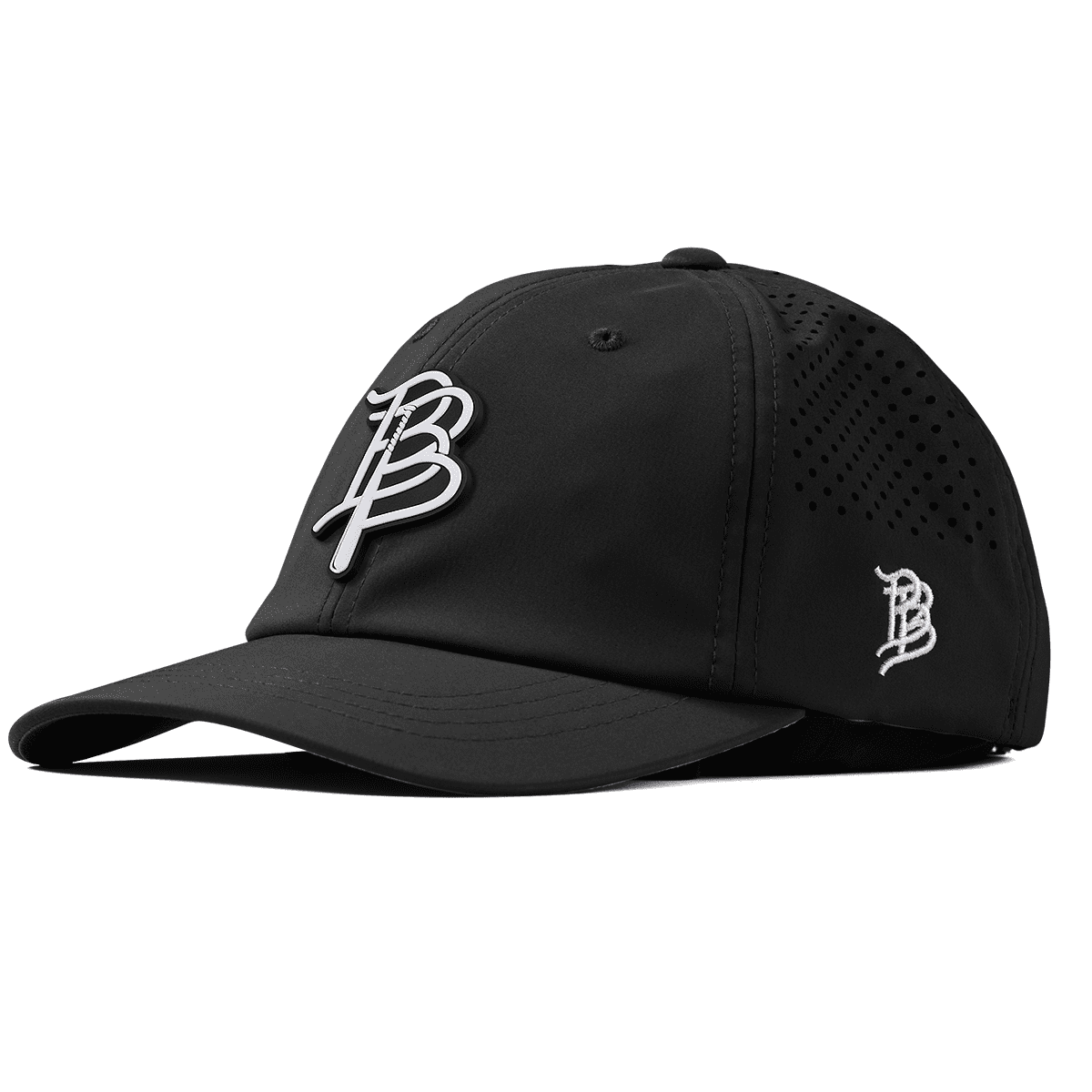 BB Baseball Cutout PVC Performance Dad Hat Black