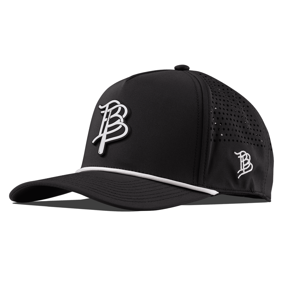 BB Baseball Cutout PVC Curved 5 Panel Performance Black/White