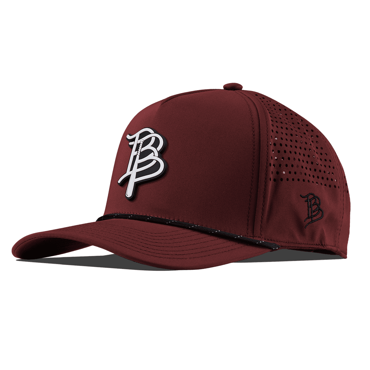 BB Baseball Cutout PVC Curved 5 Panel Performance Maroon/Black