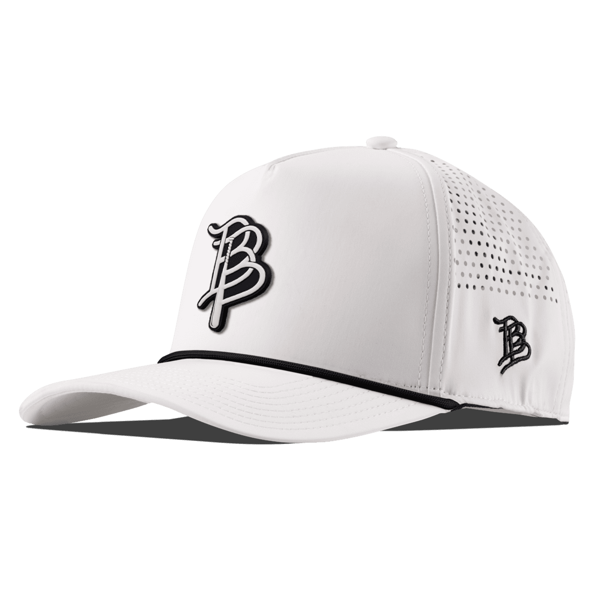 BB Baseball Cutout PVC Curved 5 Panel Performance White/Black