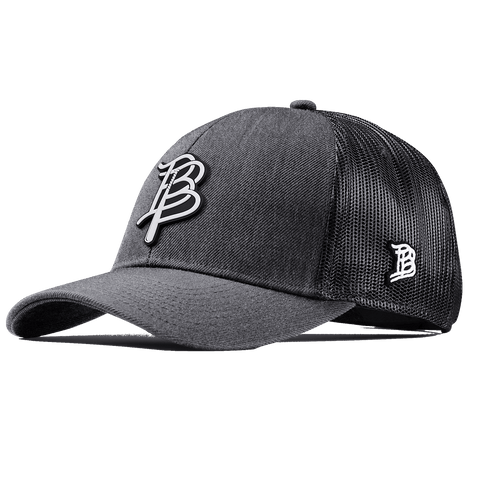 BB Baseball Cutout PVC Stretch Snapback Trucker Charcoal