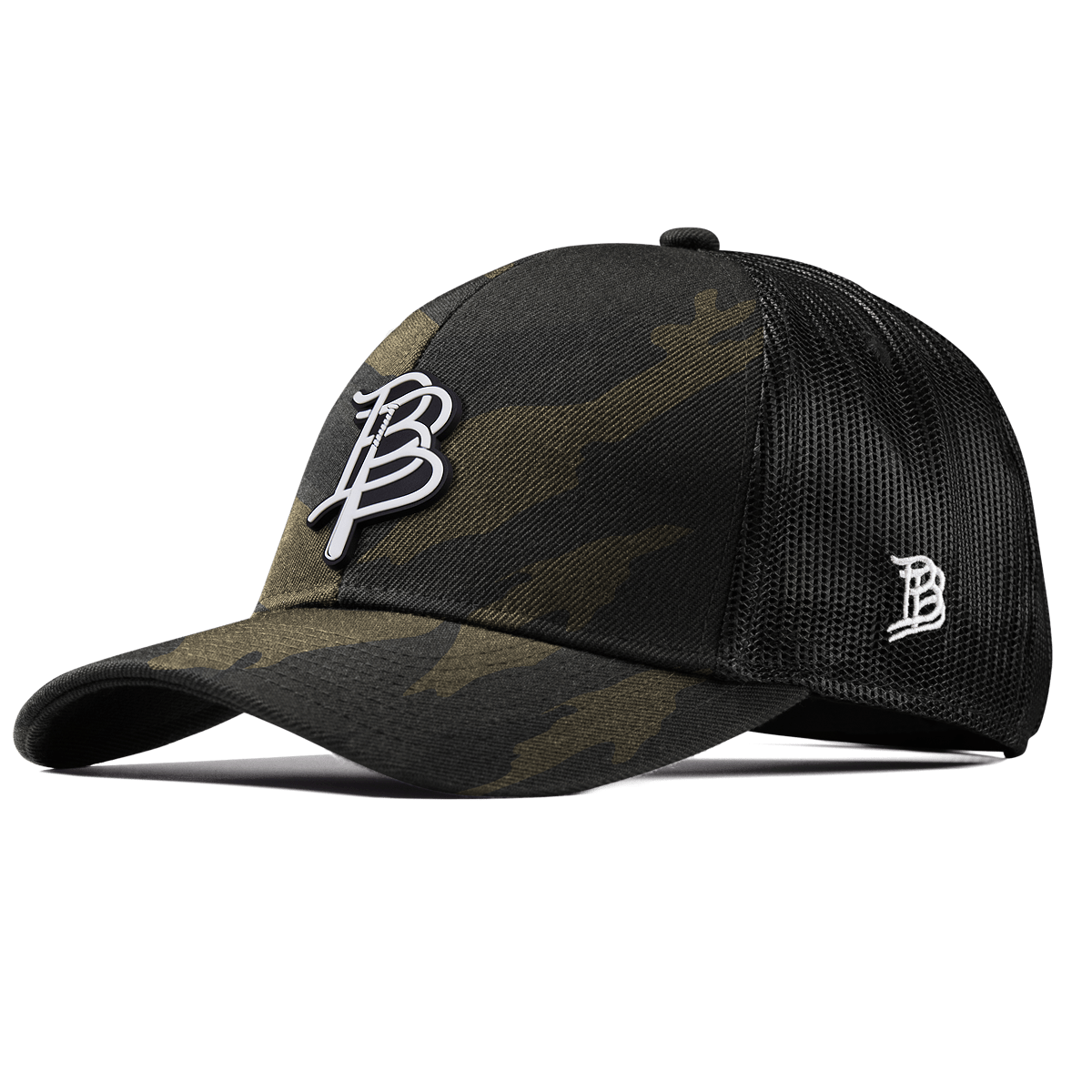BB Baseball Cutout PVC Stretch Snapback Trucker Midnight Camo