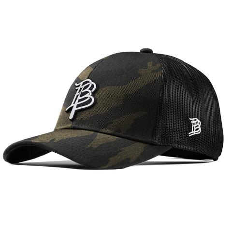 BB Baseball Cutout PVC Stretch Snapback Trucker Midnight Camo