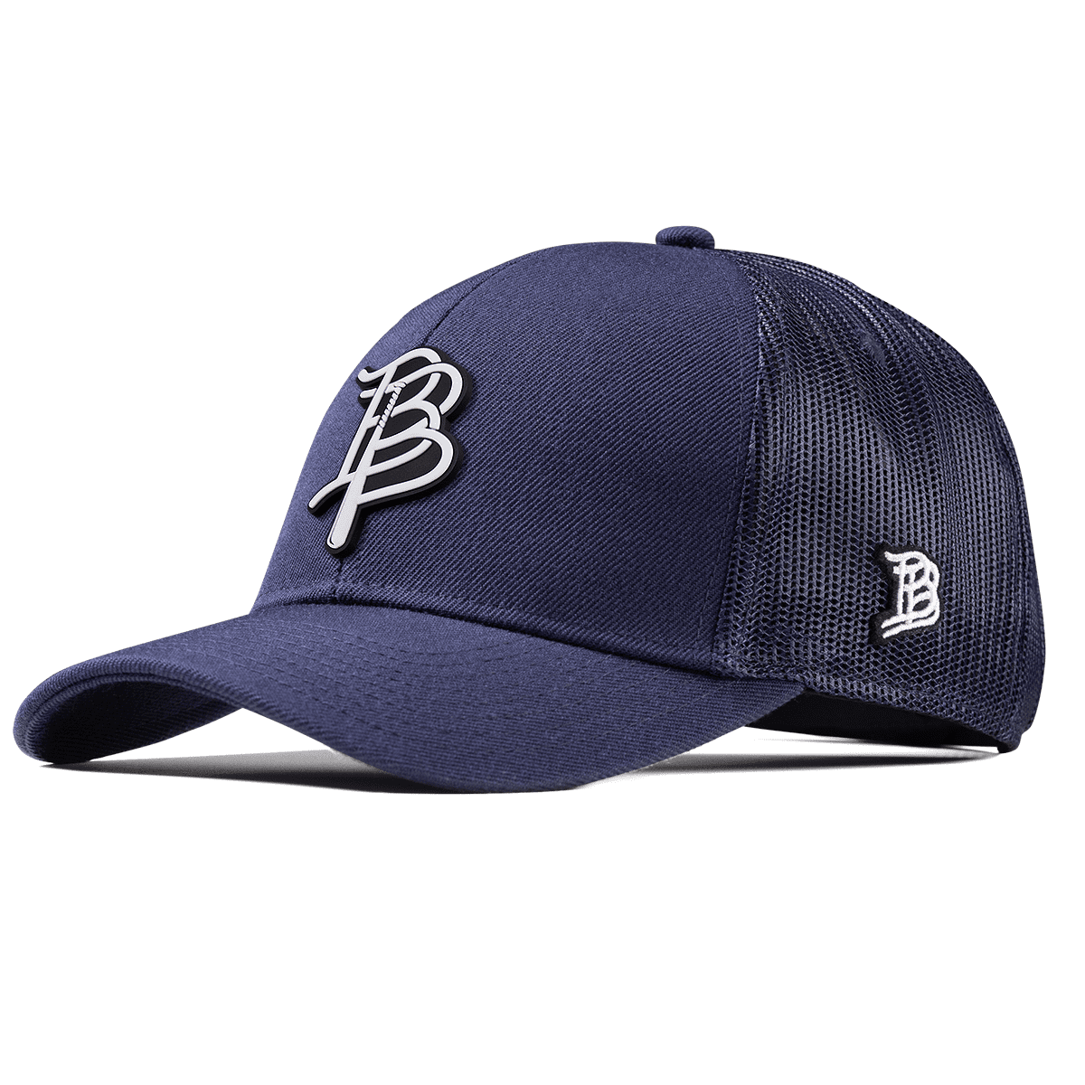BB Baseball Cutout PVC Stretch Snapback Trucker Navy
