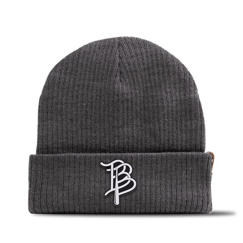 BB Baseball Cutout PVC Essential Beanie Charcoal