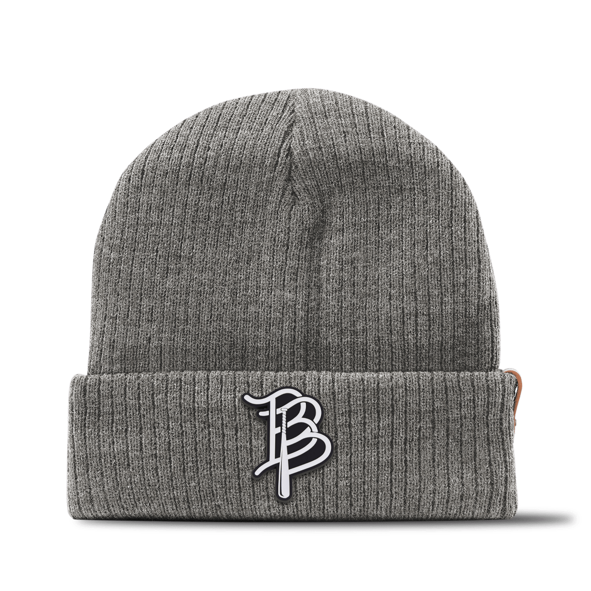 BB Baseball Cutout PVC Essential Beanie Gray