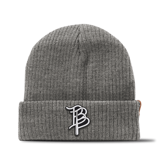 BB Baseball Cutout PVC Essential Beanie Gray