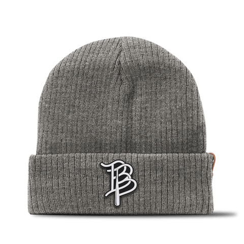 BB Baseball Cutout PVC Essential Beanie Gray