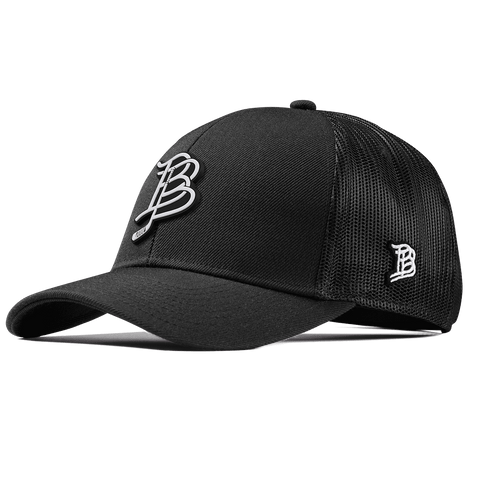 BB Hockey Cutout PVC Stretch Snapback Trucker Black