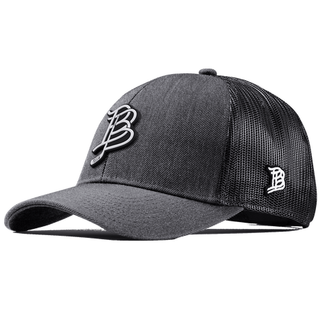 BB Hockey Cutout PVC Stretch Snapback Trucker Charcoal