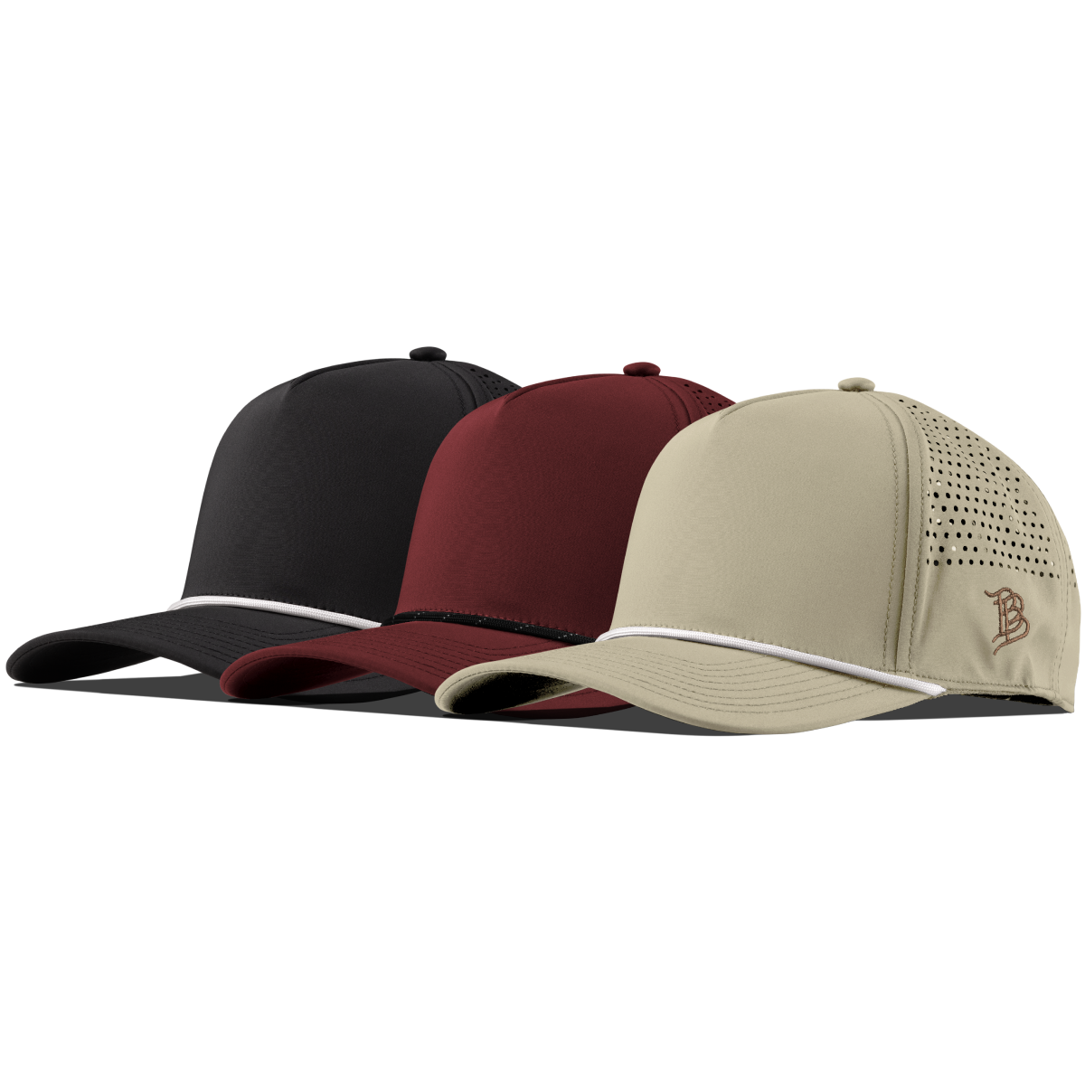 Bare Curved 5 Panel Performance 3-Pack Black/White + Maroon/Black + Desert/White