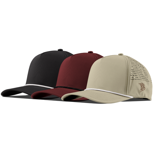 Bare Curved 5 Panel Performance 3-Pack Black/White + Maroon/Black + Desert/White