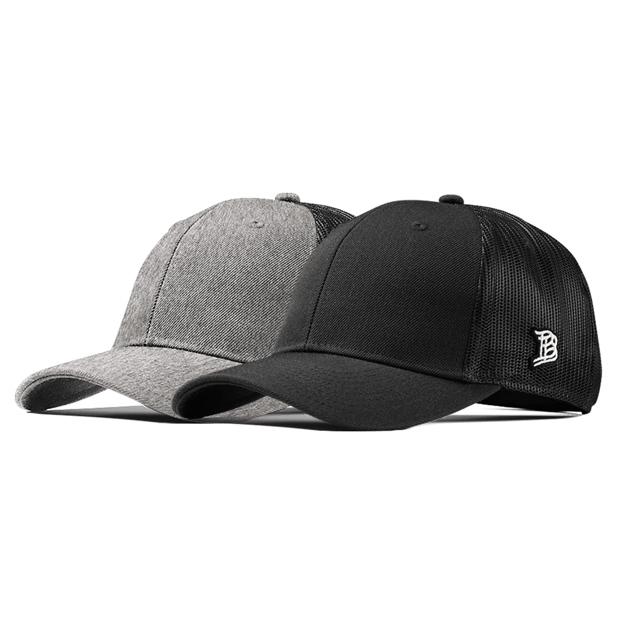 Bare Curved Trucker 2-Pack Black + Heather Gray