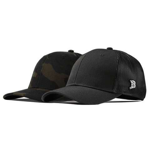 Bare Curved Trucker 2-Pack Black + Midnight Camo
