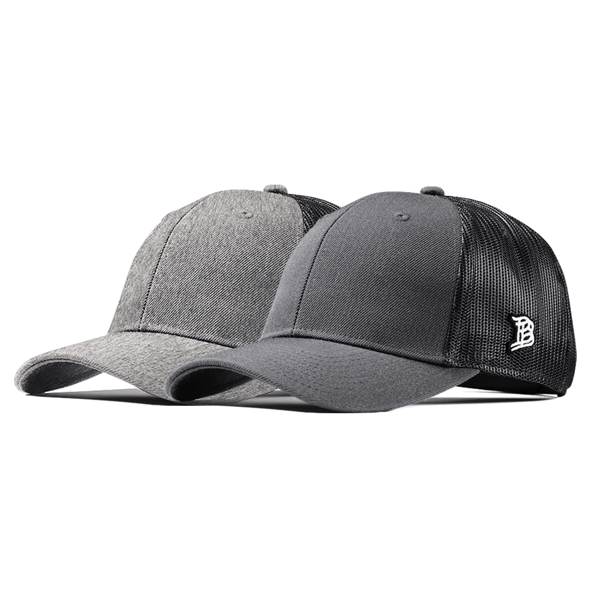 Bare Curved Trucker 2-Pack Charcoal + Heather Gray