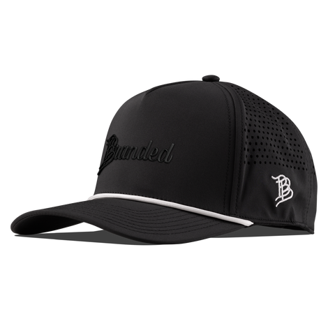 Branded Curved 5 Panel Performance (Black Script) Black/White