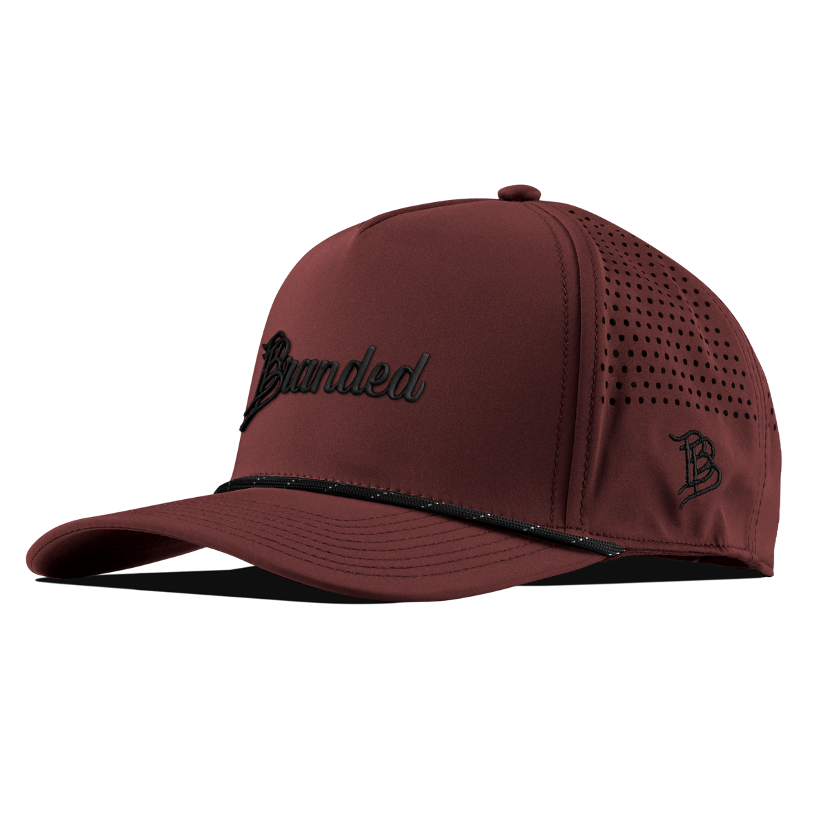 Branded Curved 5 Panel Performance (Black Script) Maroon/Black