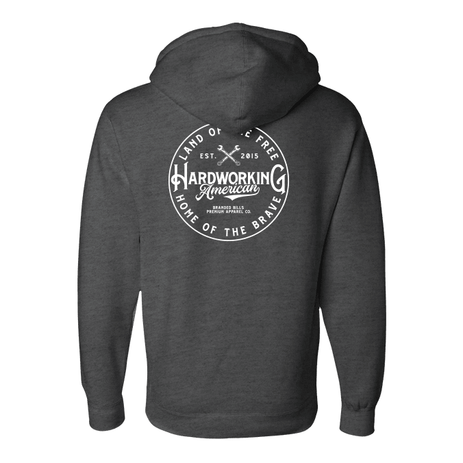 Hardworking Hoodie Back Charcoal | hover: