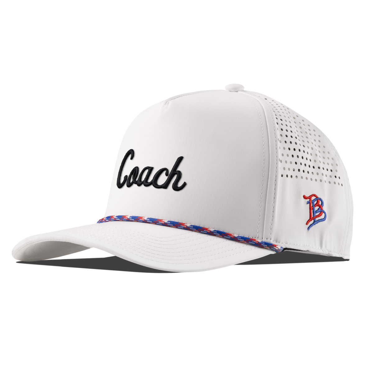 Coach Curved 5 Panel Performance (Black Script) White/RWB