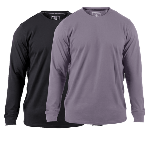 Cortaro™ Long Sleeve Tee 2-Pack Black + Light Purple