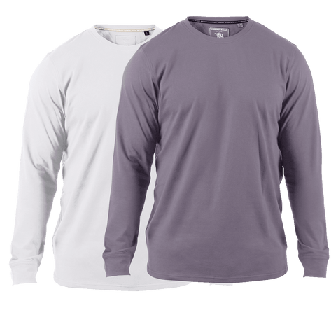 Cortaro™ Long Sleeve Tee 2-Pack White + Light Purple