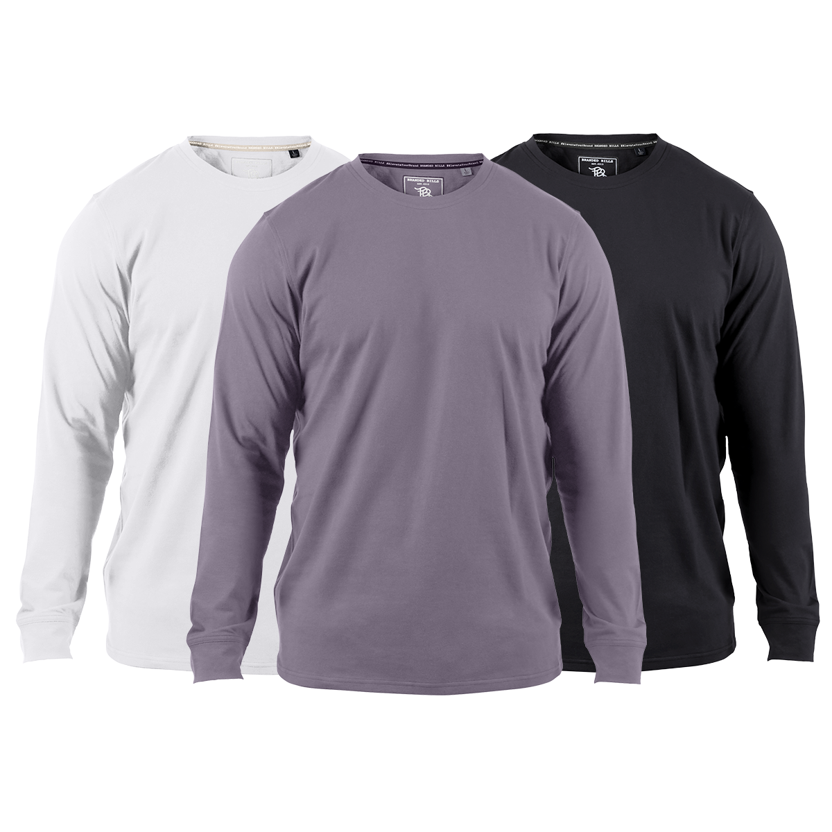 Cortaro™ Long Sleeve Tee 3-Pack Black + White + Light Purple