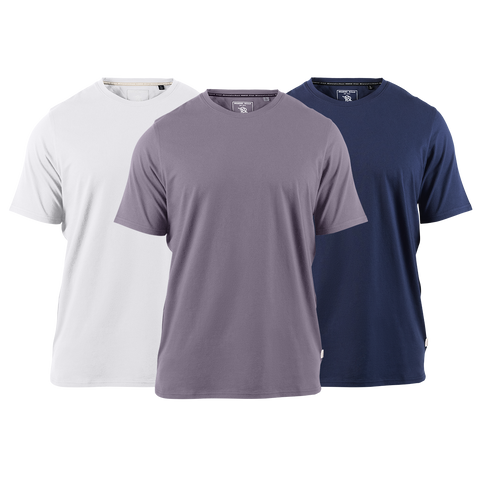 Cortaro™ Tee 3-Pack Navy + White + Light Purple