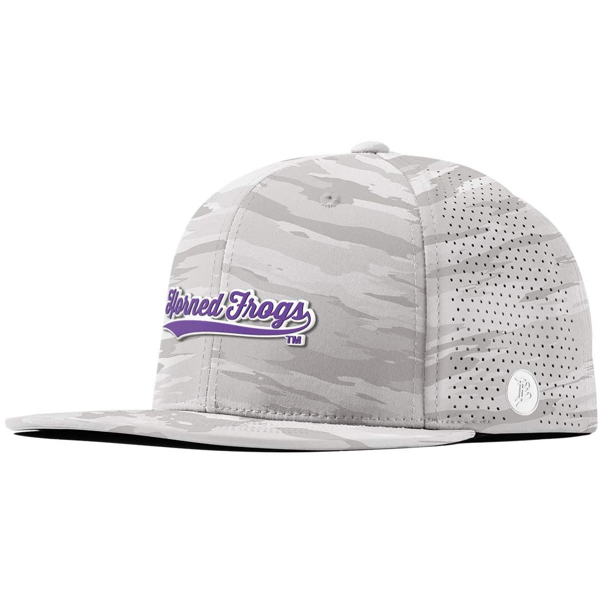 Texas Christian University "TCU Horned Frogs Scripts" Flat Elite Arctic Camo