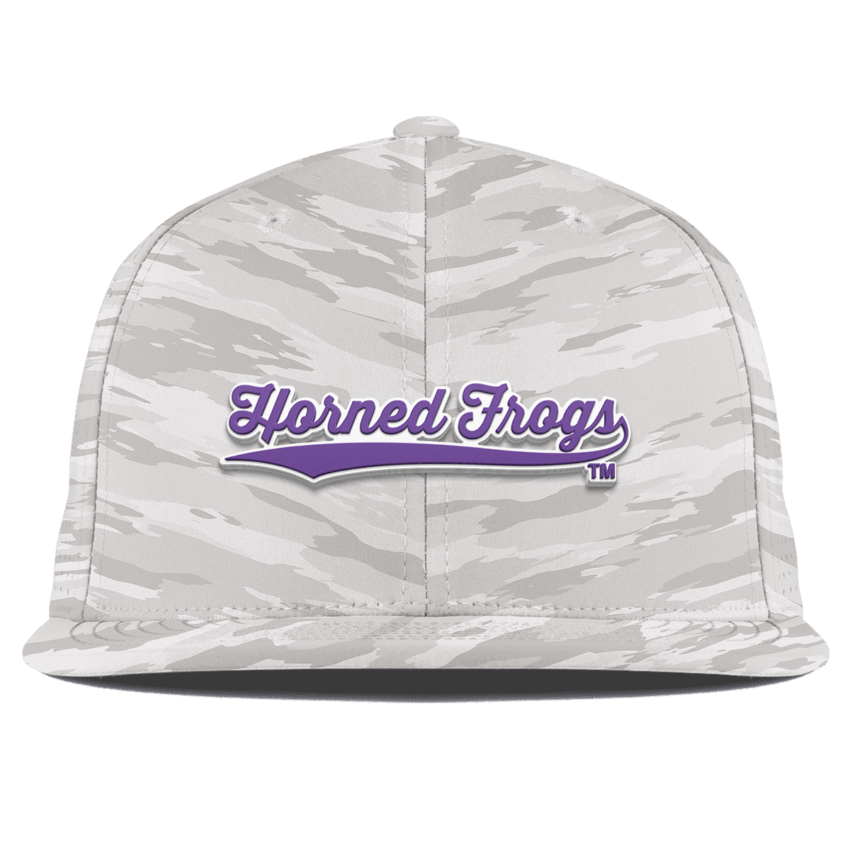 Texas Christian University "TCU Horned Frogs Scripts" Flat Elite Arctic Camo