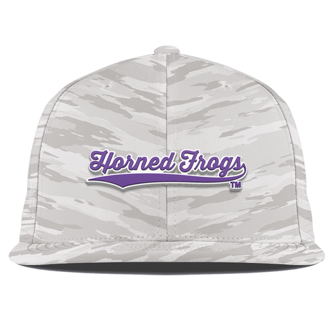 Texas Christian University "TCU Horned Frogs Scripts" Flat Elite Arctic Camo