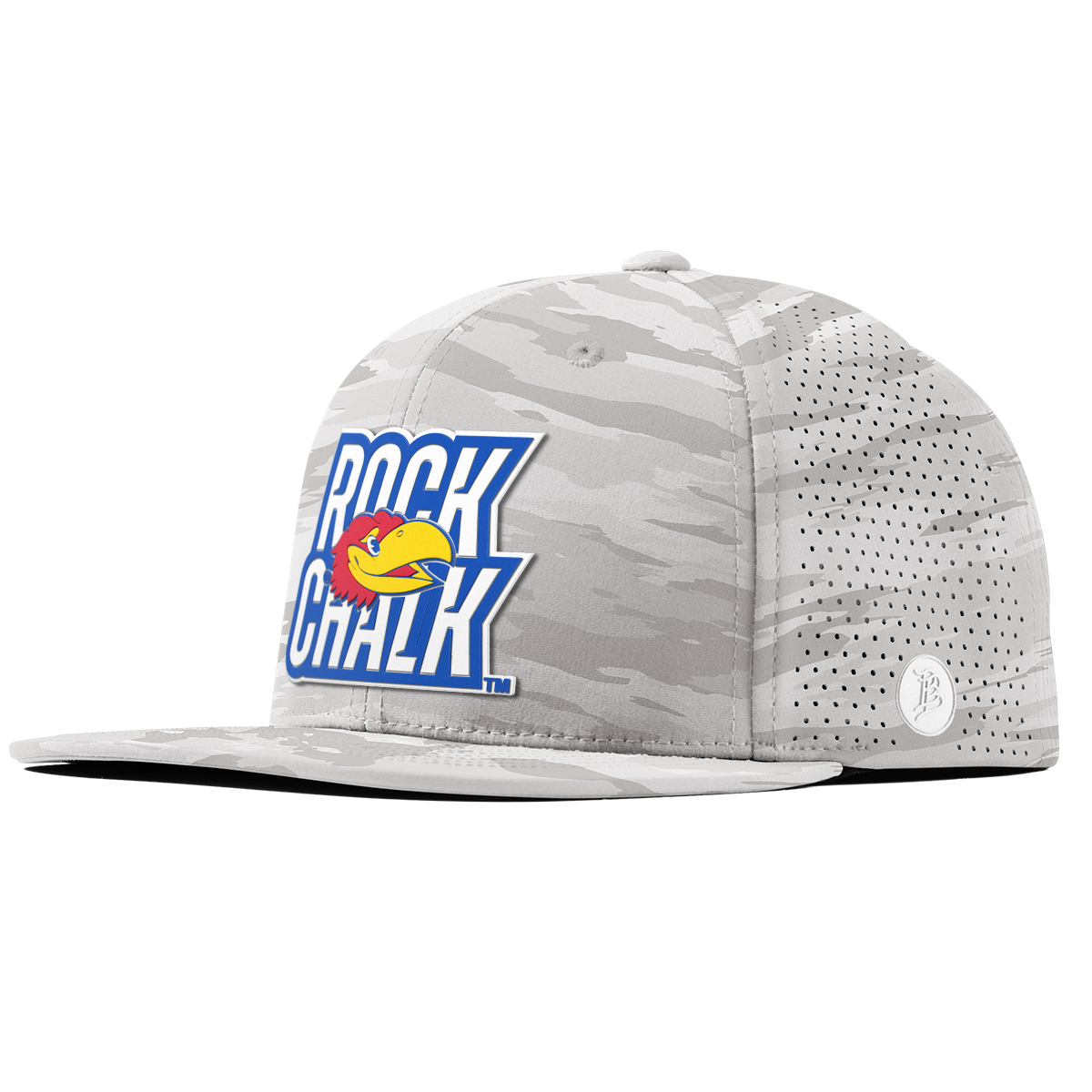 University of Kansas "Kansas Rock Chalk Block" Flat Elite Arctic Camo