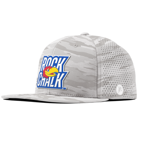 University of Kansas "Kansas Rock Chalk Block" Flat Elite Arctic Camo