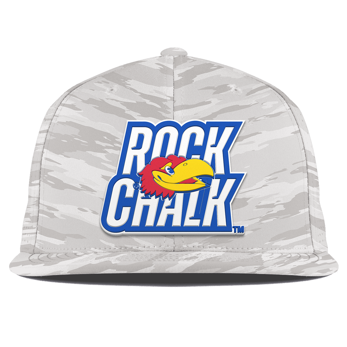 University of Kansas "Kansas Rock Chalk Block" Flat Elite Arctic Camo