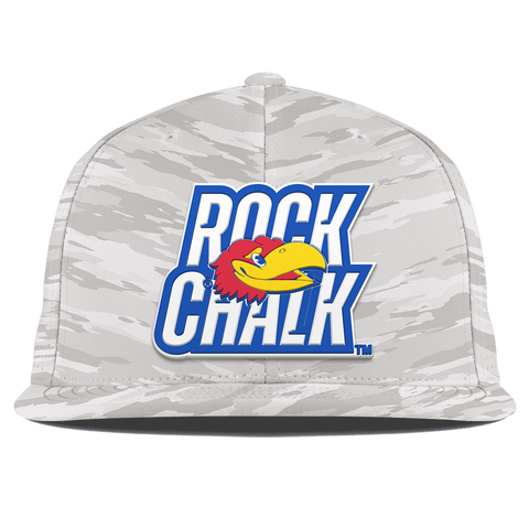 University of Kansas "Kansas Rock Chalk Block" Flat Elite Arctic Camo