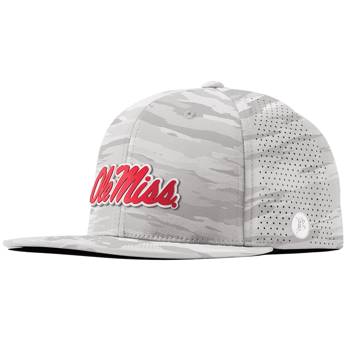 University of Mississippi "Ole Miss Crimson Script" Flat Elite Arctic Camo