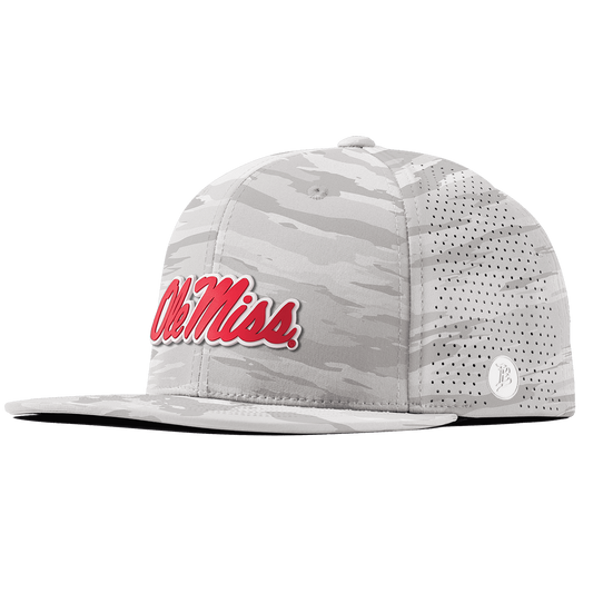 University of Mississippi "Ole Miss Crimson Script" Flat Elite Arctic Camo