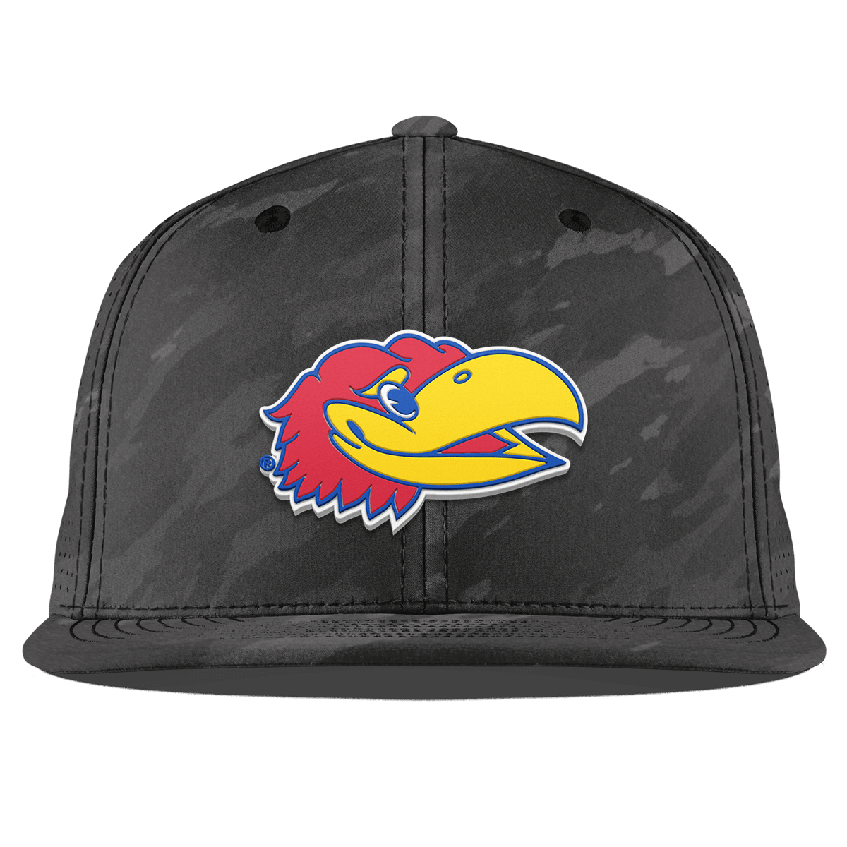 University of Kansas "KU Big Jay" Flat Elite Charcoal Camo
