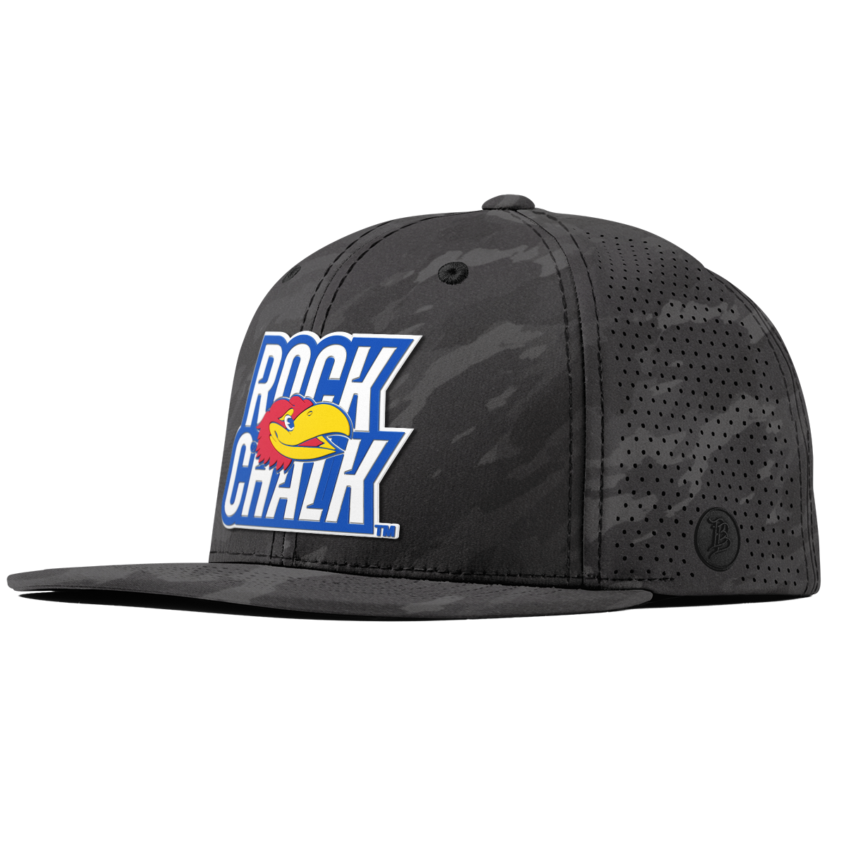 University of Kansas "Kansas Rock Chalk Block" Flat Elite Charcoal Camo